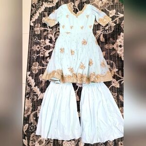 Indian wear used pant suit gold design adult women's girls